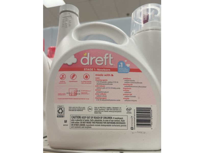 Dreft Newborn Detergent, 80 Loads, 115 fl oz/3.4 L