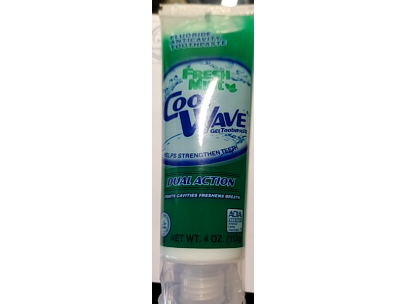 Cool Wave Dual Action Gel Toothpaste, Fresh Mint, 4 oz/113 g