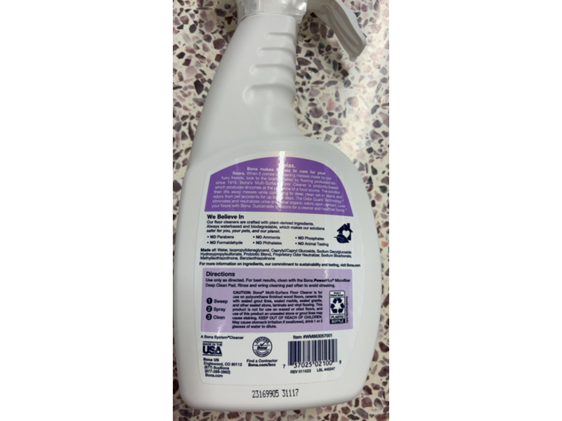 Bona Pet System Multi-Surface Floor Cleaner, 22 fl oz/650 mL