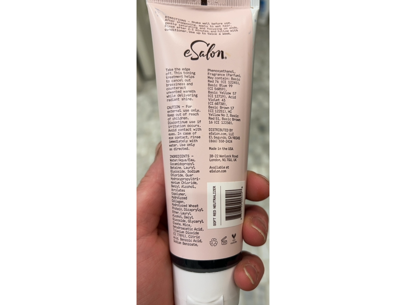 eSalon Tint Rinse Hair Toner & Enhancer, Soft Red Neutralizer, 3.9 fl oz/115 mL