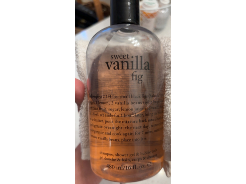 Philosophy Sweet Vanilla Fig Shampoo, Shower Gel & Bubble Bath, 16 fl oz/480 mL