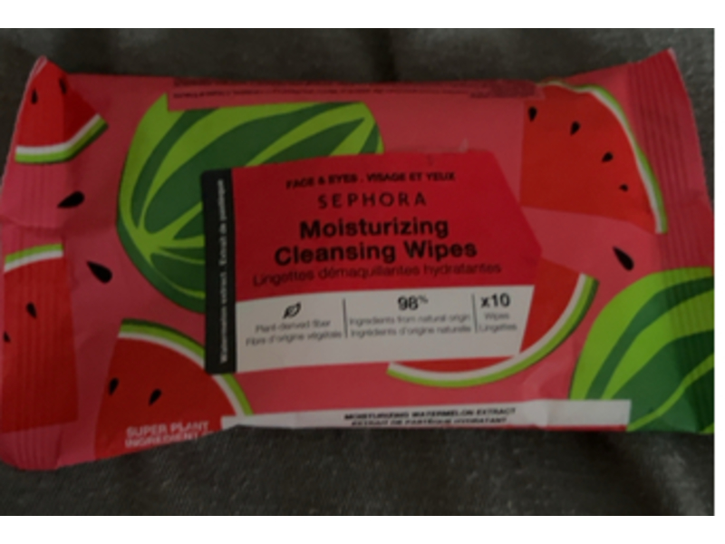 Sephora Face & Eyes Moisturizing Cleansing Wipes, Watermelon, 10 Count