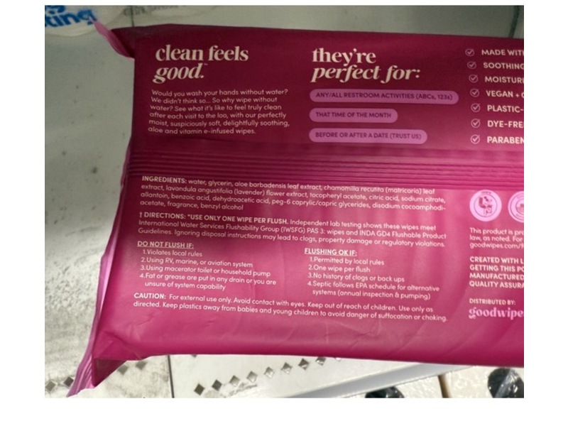 Good Wipes Flushabe Wipes, Rosewater, 50 Count