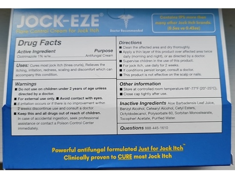Jock-Eze Flare Control Cream, Clotrimazole 1%, 0.5 fl oz/14 g
