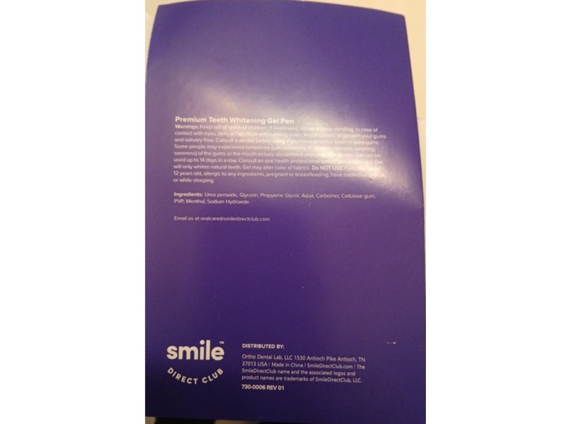 Smile Direct Club Teeth Whitening Gel Club Kit, Premium, 0.047 fl oz/1.4 mL