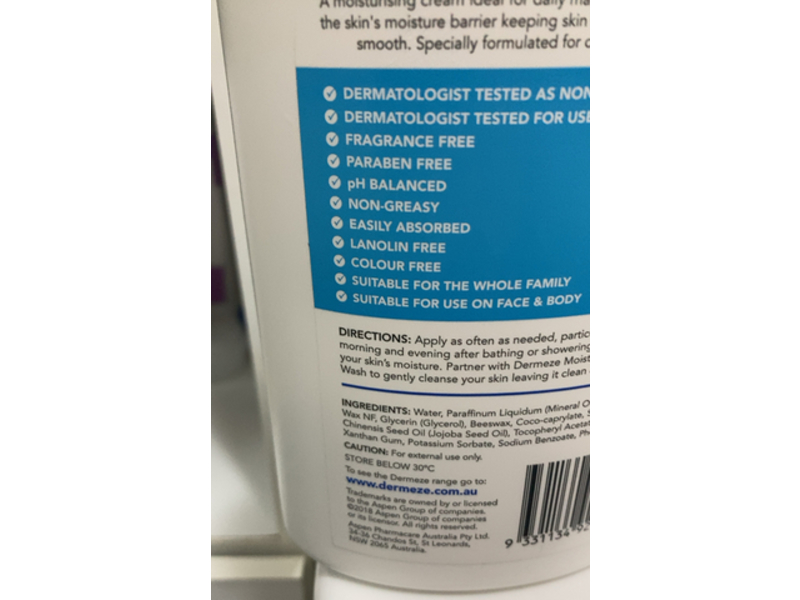 Dermeze Face & Body Moisturising Cream, 500 g