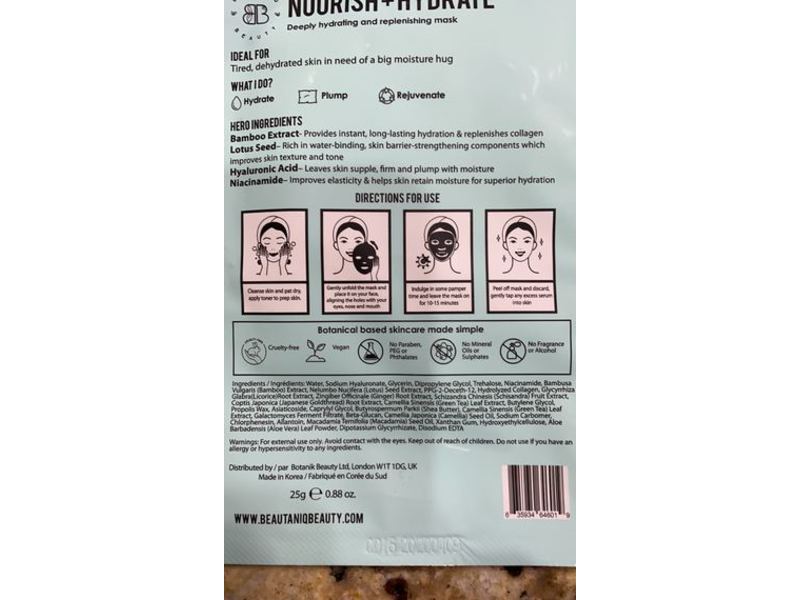 Beautaniq Beauty Hydrating & Replenishing Mask, 0.88 oz/25 g