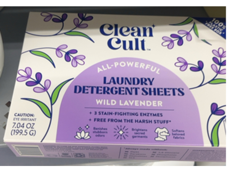 Cleancult Laundry Detergent Sheets, Wild Lavender, 60 Loads, 7.04 oz/199.5 g