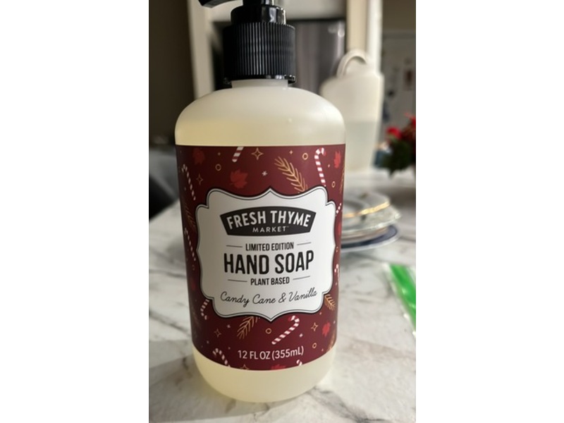 Fresh Thyme Hand Soap, Candy Cane & Vanilla, 12 fl oz/355 mL