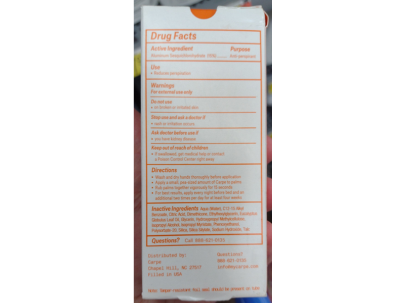 Carpe Antiperspirant Hand Lotion, 1.35 fl oz