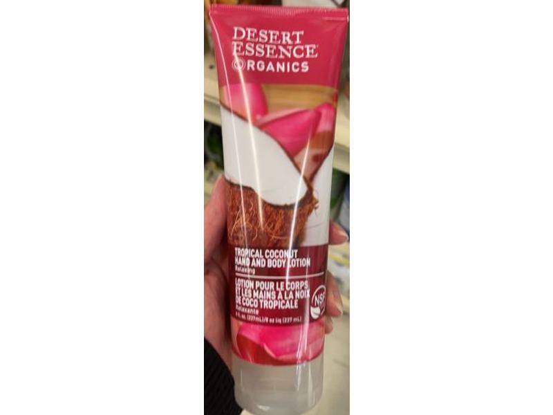 Desert Essence Organics Hand & Body Lotion, Tropical Coconut, 8 fl oz/237 mL