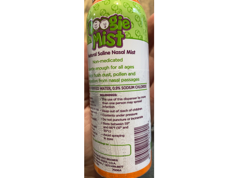 Boogie Saline Nasal Mist, Allergy Relief, Fresh Scent, 3.1 oz/69 g