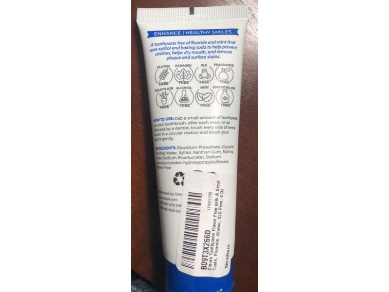 Cleure The Original Flavor Free Toothpaste, 4 oz/ 113.4 g