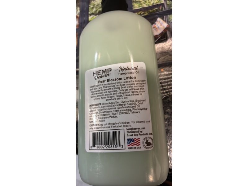 Hemp Heaven Body Lotion, Pear Blossom, Hemp Seed Oil, 12 fl oz/354 mL