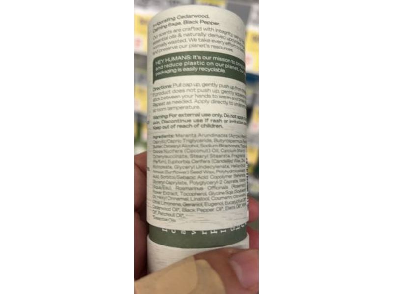 Hey Humans Deodorant, Cedarwood Sage, 2.0 oz/56 g