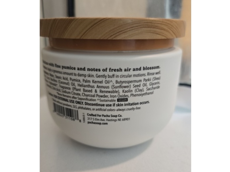 Pacha Soap Co Gentle Cleansing Body Scrub, White Blossom & Fig, 15 oz/425 g