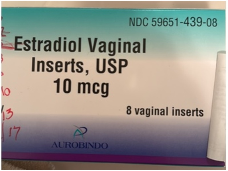 Estradiol Vaginal Inserts 10 mcg, USP 10 MGC, 8 Count, Aurobindo (Rx)