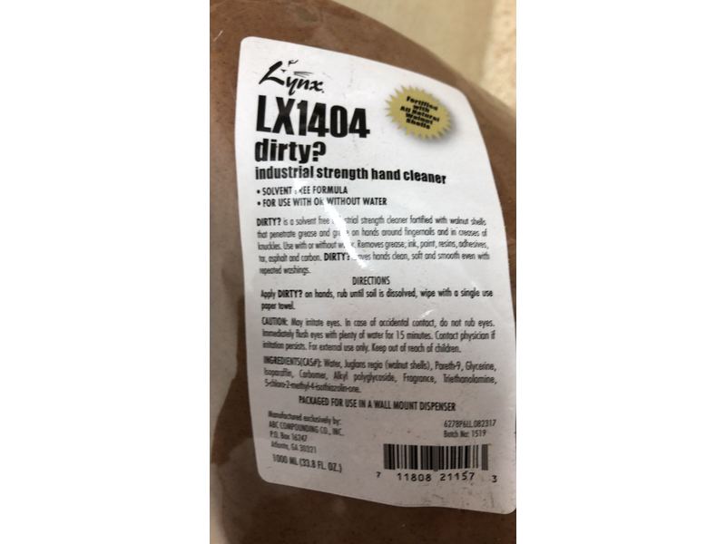 Lynx Industrial Strength Hand Cleaner, 33.8 fl oz/1000 mL