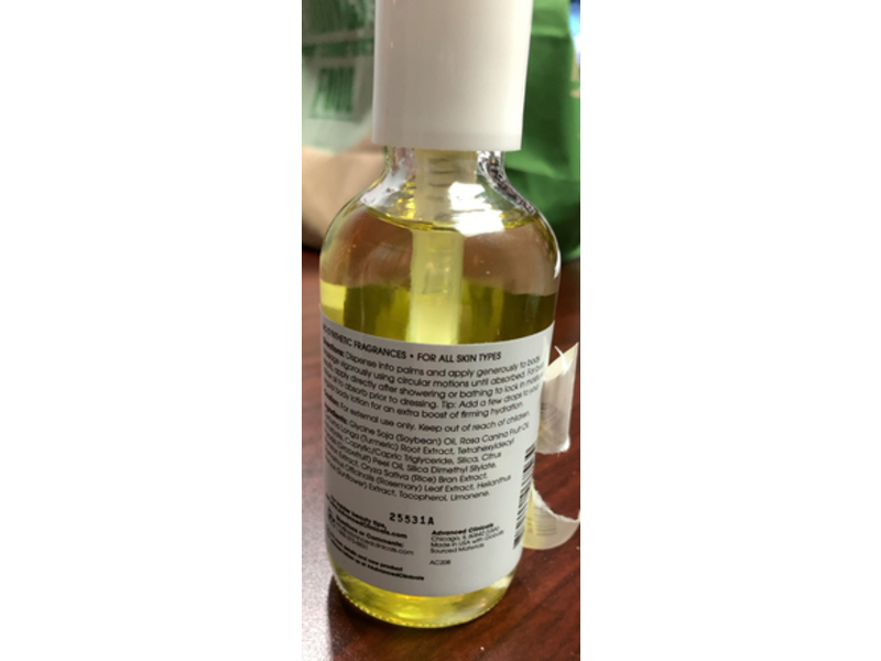 Advanced Clinicals Brightening Body Oil, Vitamin C, 3.8 fl oz/112 mL