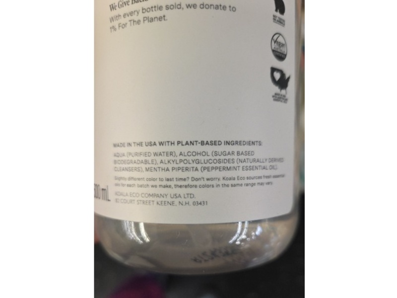 Koala Eco Natural Glass Cleaner, Peppermint Essential Oil, 16.9 fl oz/500 mL