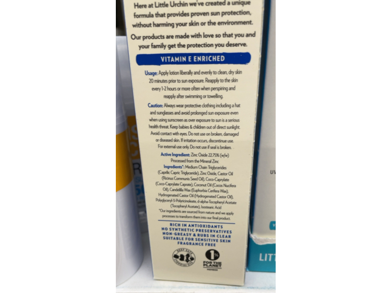 Little Urchin Natural Sunscreen, Clear Zinc SPF 50+, 3.38 fl oz/100 g