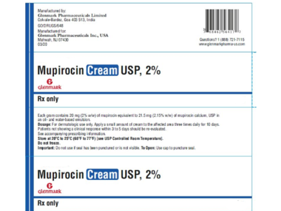 Mupirocin Cream USP, 2%, 30 g Glenmark (RX)