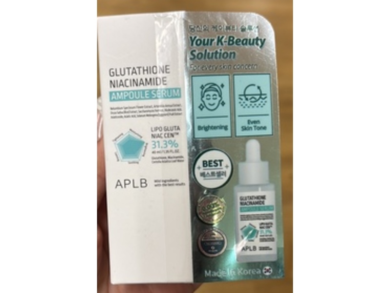 APLB Glutathione Niacinamide Ampoule Serum, 1.35 fl oz/40 mL