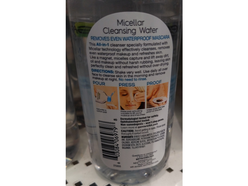 Garnier All-In-1 Waterproof Micellar Cleansing Water, 13.5 fl oz/400 mL