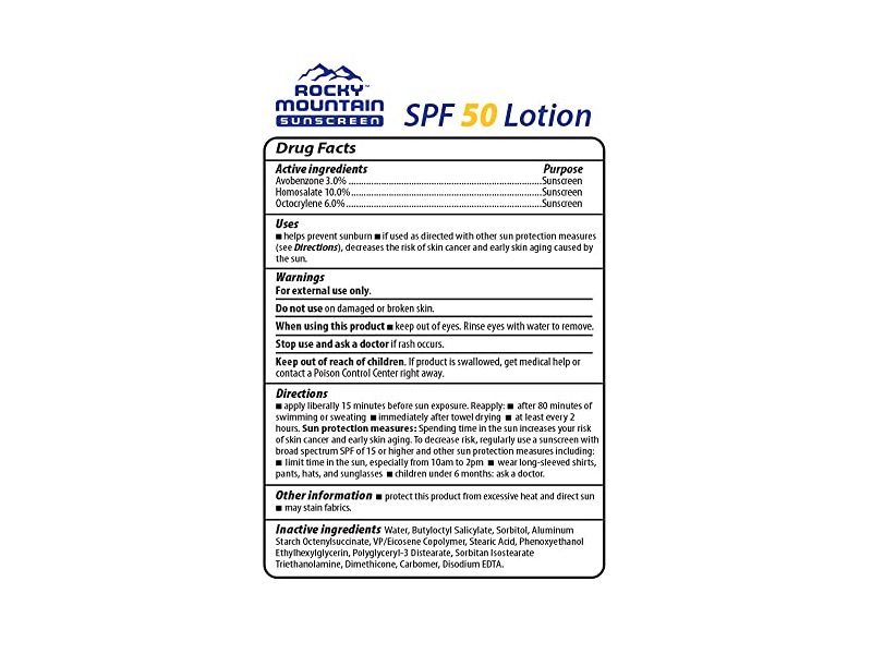Rocky Mountain Sunscreen Lotion, SPF 50, 6 fl oz/177 mL