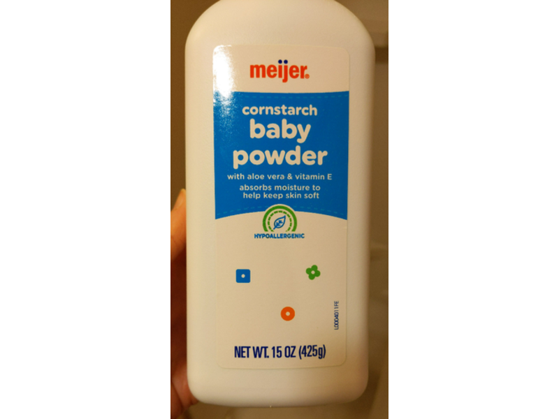 Meijer Cornstarch Baby Powder, Aloe Vera & Vitamin E, 15 oz/425 g