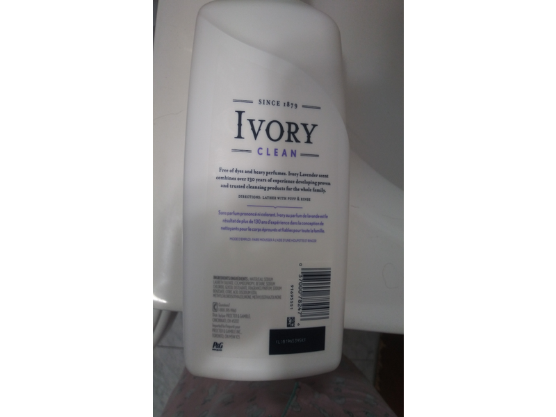 Ivory Clean Body Wash, Lavender, 30 fl oz/887 mL