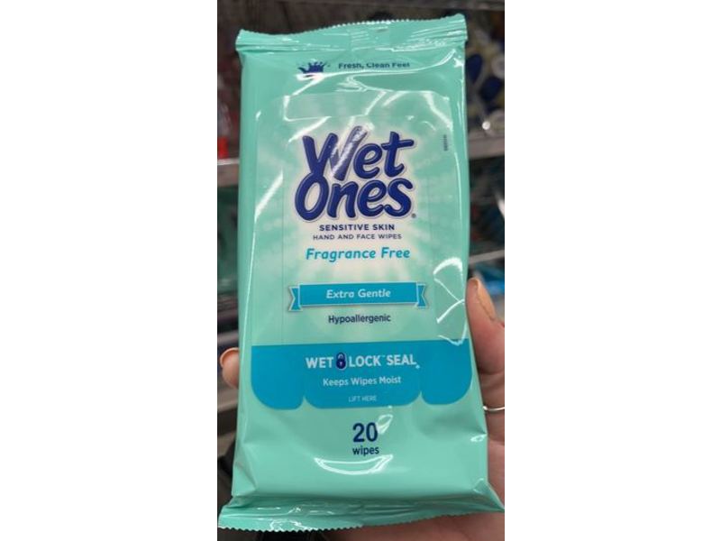 Wet Ones Extra Gentle Hand And Face Wipes, Fragrance Free, Sensitive Skin, 20 Count