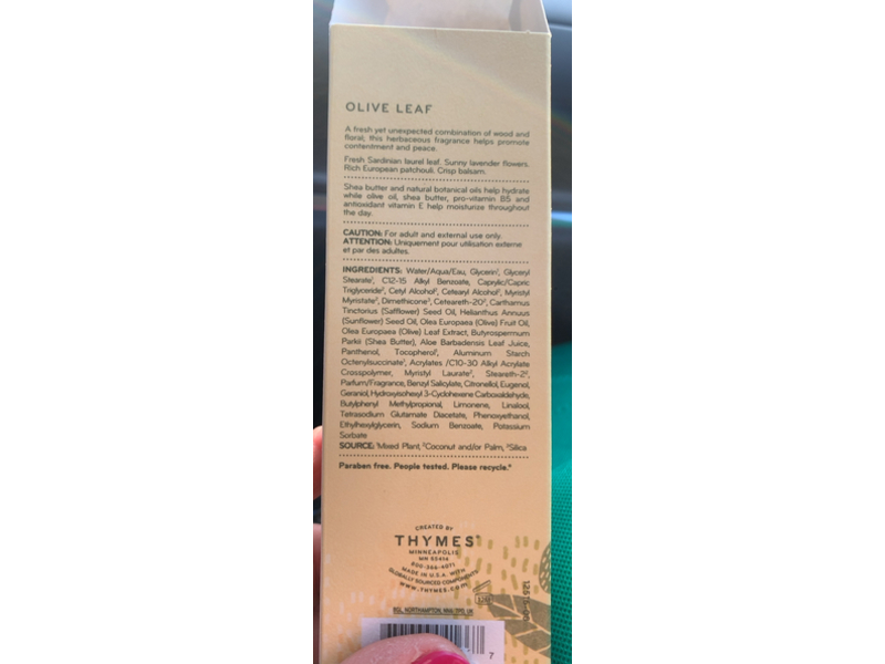 Thymes Hand Cream, Olive Leaf, 3 fl oz/90 mL