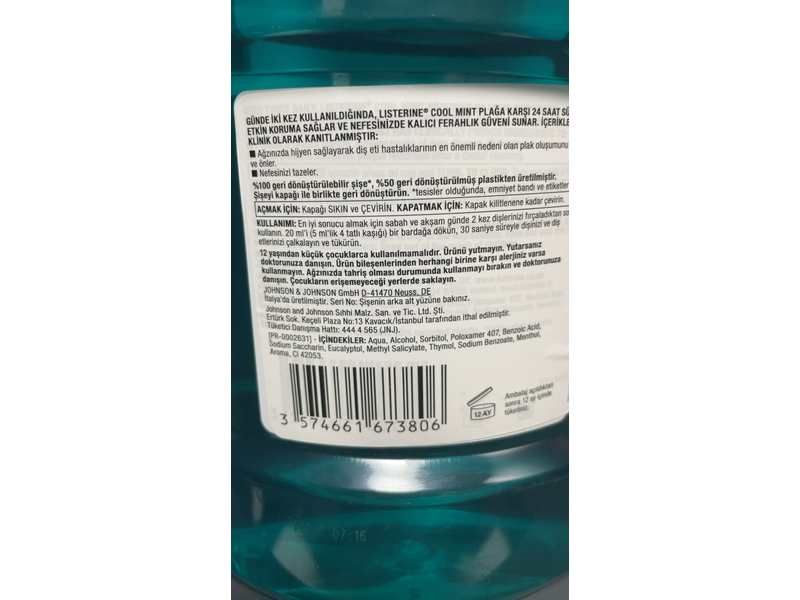Listerine Mouthwash, Cool Mint, 1L
