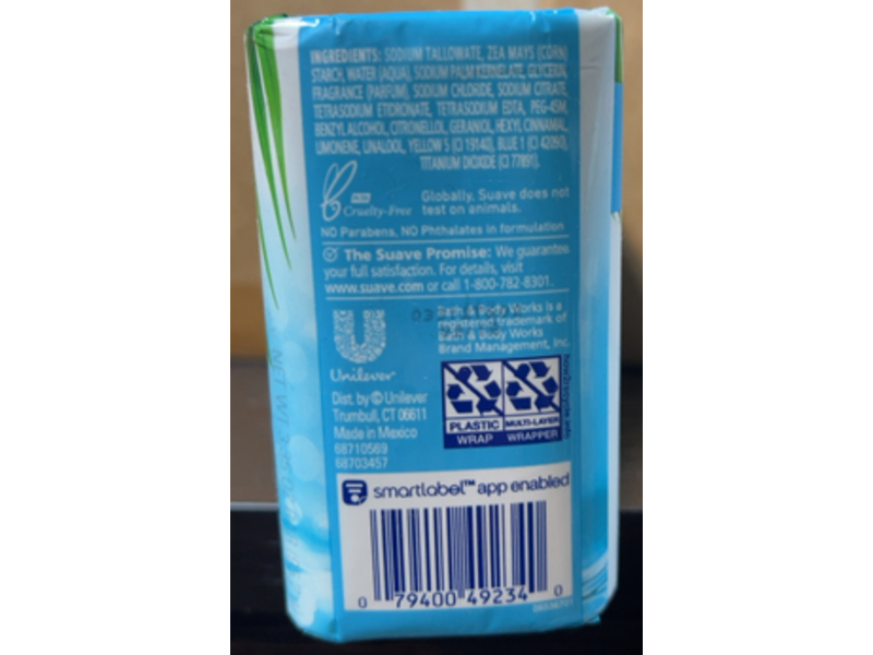 Suave Essentials Refreshing Bar Soap, Ocean Breeze, 3.35 oz/95.2 g, 6 Bars