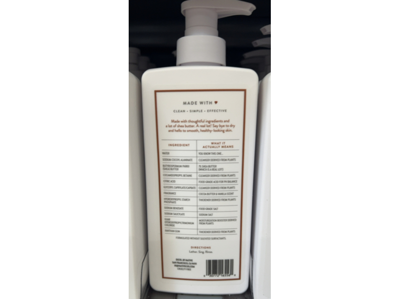 Native Moisturizing Body Wash, Cocoa Butter & Vanilla, 18 fl oz/532 mL