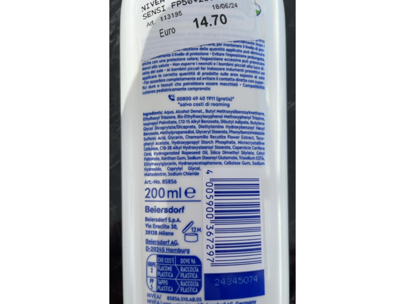 Nivea Sun Babies & Kids 5 In 1 Sensitive Protect, SPF 50+, 200 mL