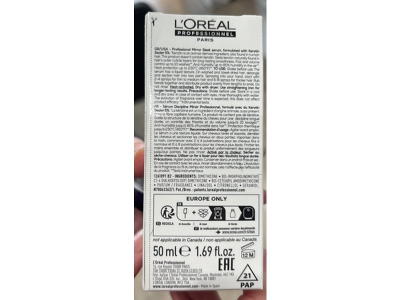 L'Oréal Professionnel Paris Keratin Alpha Sleek Serum, 1.6 fl oz/50 mL