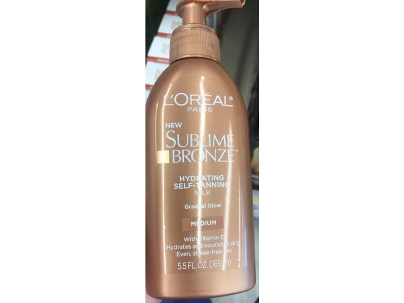 L'Oreal Paris Sublime Bronze Hydrating Self-Tanning Milk, Medium, 5.5 oz/165 mL
