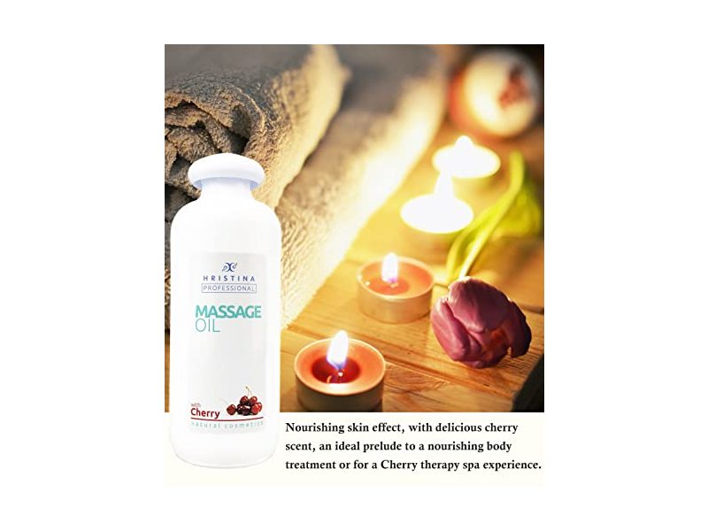 Hristina Massage Oil with Cherry, 16.90 oz/500 mL