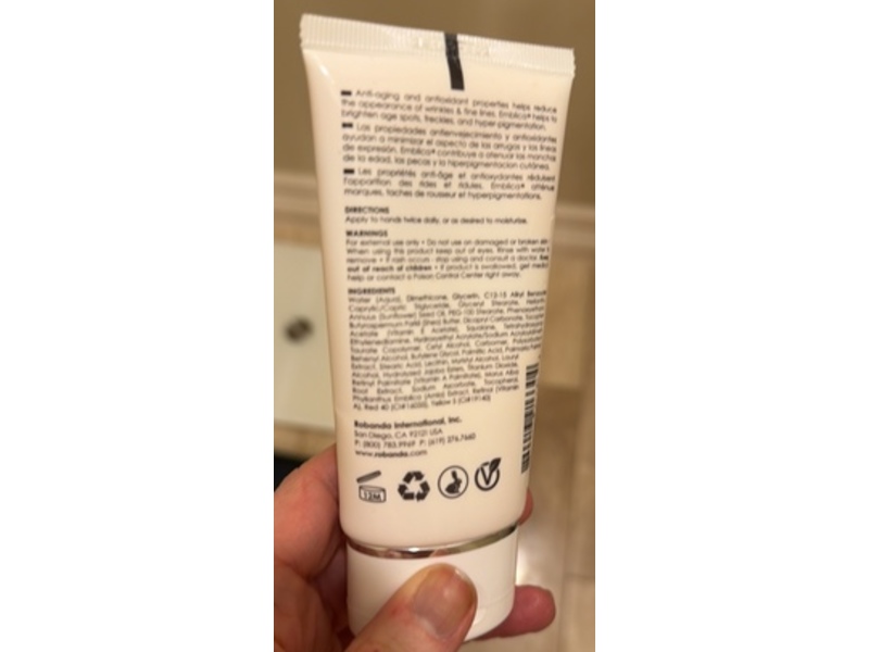Retinol By Robanda Anti-Aging Hand Cream, Emblica + Retinol, 3 oz/90 mL