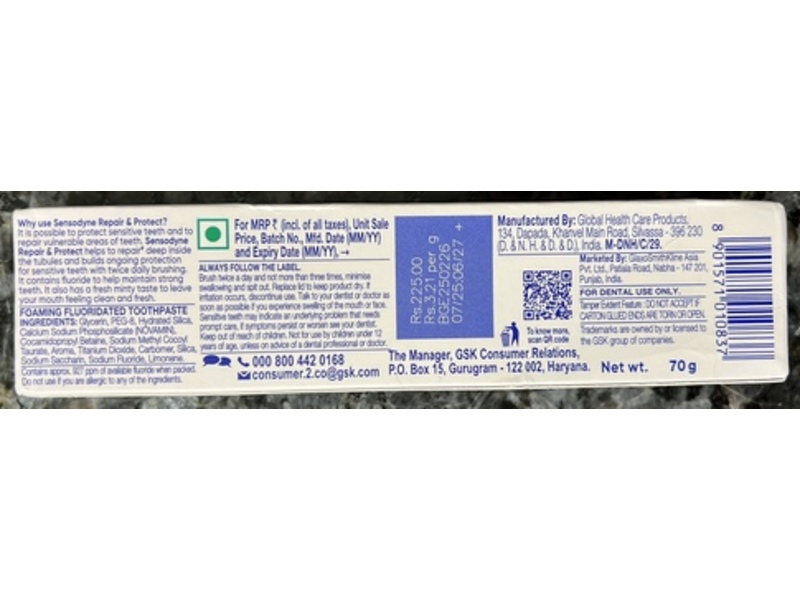 Sensodyne Repair Protect Deep Repair Toothpaste, 70 g