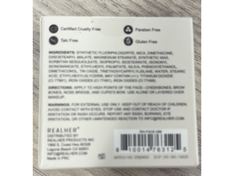 Realher Pure Resolve Highlighter, Champagne, 0.14 oz/4 g