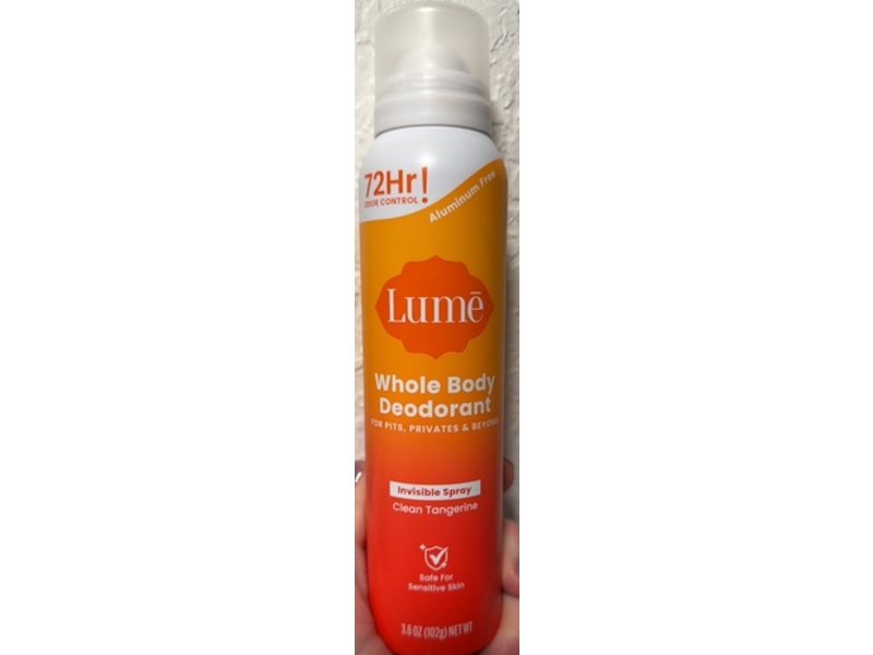 Lume Whole Body Deodorant Invisible Spray, Clean Tangerine, 3.6 oz/102 g