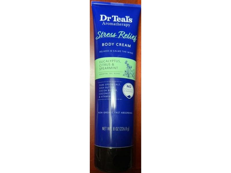 Dr. Teal's Aromatherapy Stress Relief Body Cream, Eucalyptus, Citrus & Spearmint, 8 oz/226.8 g