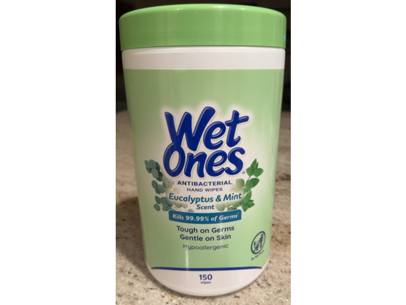Wet Ones Antibacterial Hand Wipes, Eucalyptus & Mint Scent, 150 Count