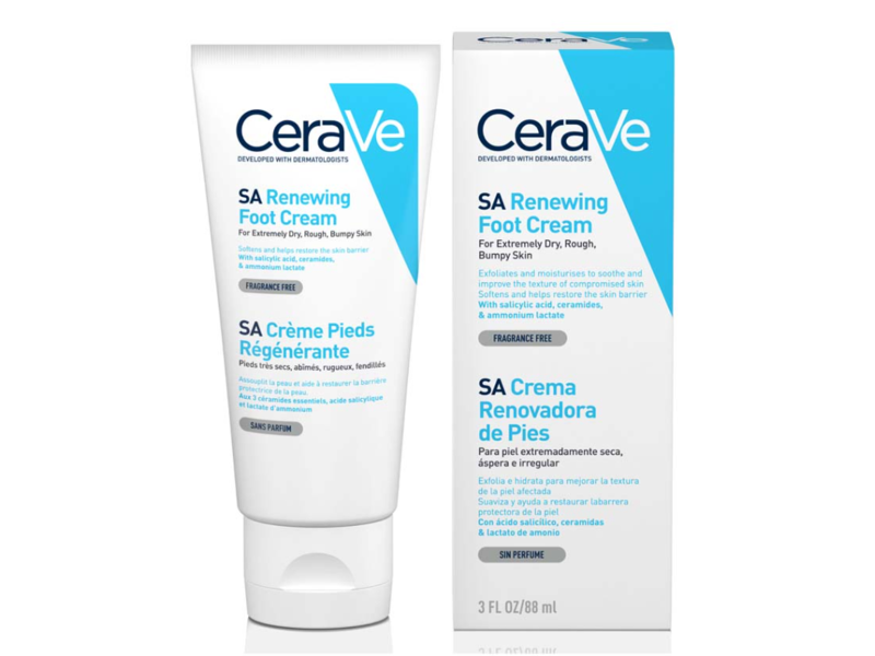 CeraVe SA Renewing Foot Cream , Fragrance Free, 3 fl oz/88 mL