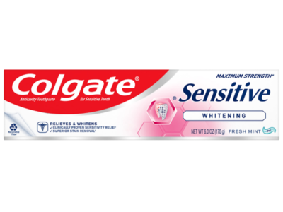 Colgate Maximum Strength Sensitive Whitening Toothpaste, Fresh Mint, 6 oz/170 g, Pack Of 3