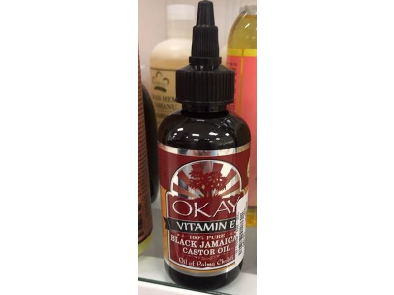 Okay 100 % Pure Black Jamaican Castor Oil, Vitamin E, 4 oz/118 mL