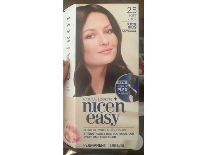 Clairol Nice'n Easy Permanent Hair Color, 2.5 Soft Black